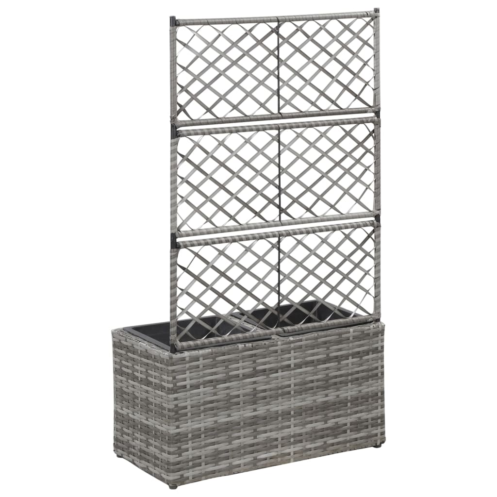 Hochbeet mit Rankgitter 1 Topf 30x30x107cm Poly Rattan Schwarz