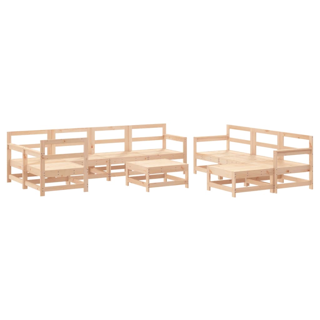 10-tlg. Garten-Lounge-Set mit Kissen Schwarz Massivholz