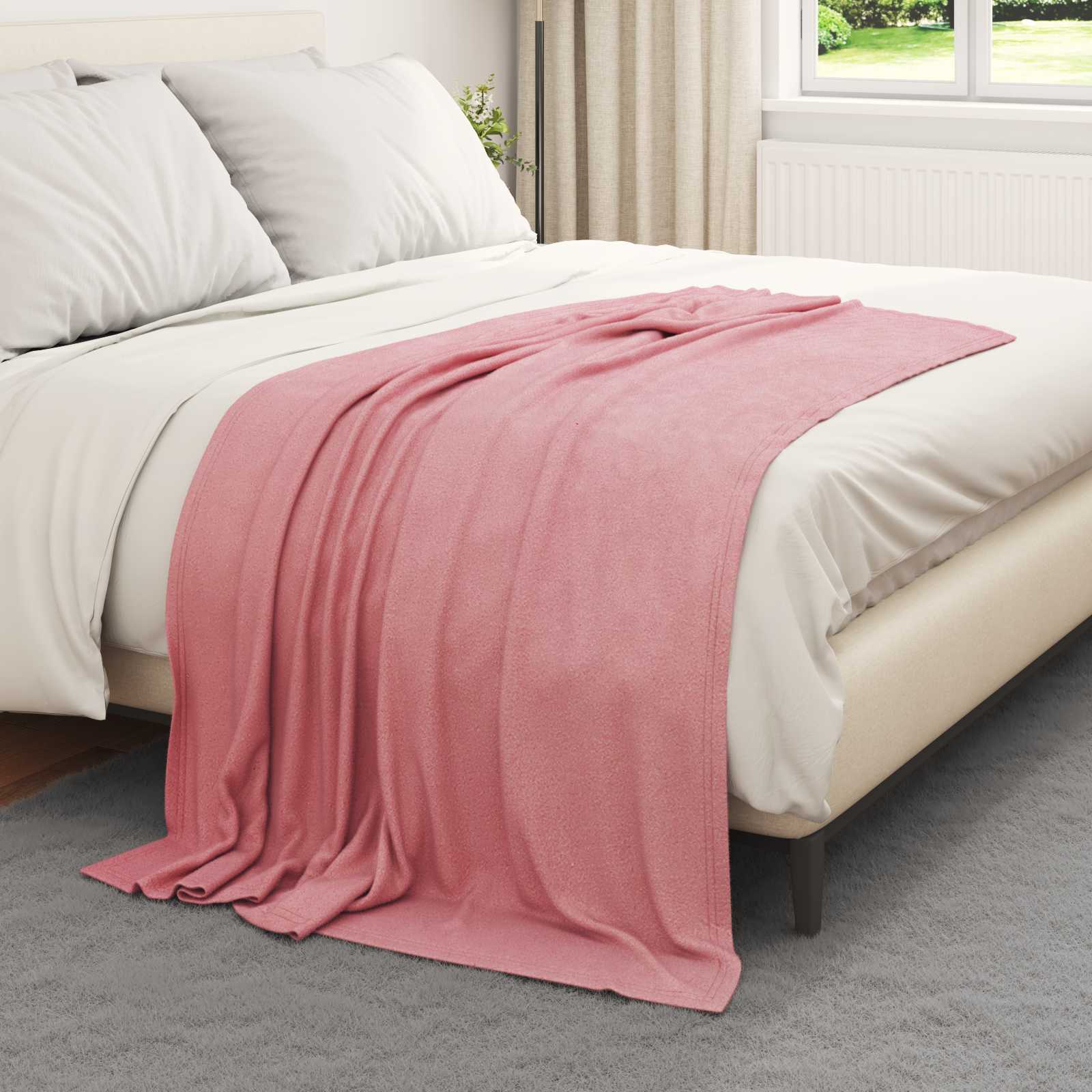 Überwurfdecke Beige 170 x 130 cm Fleece