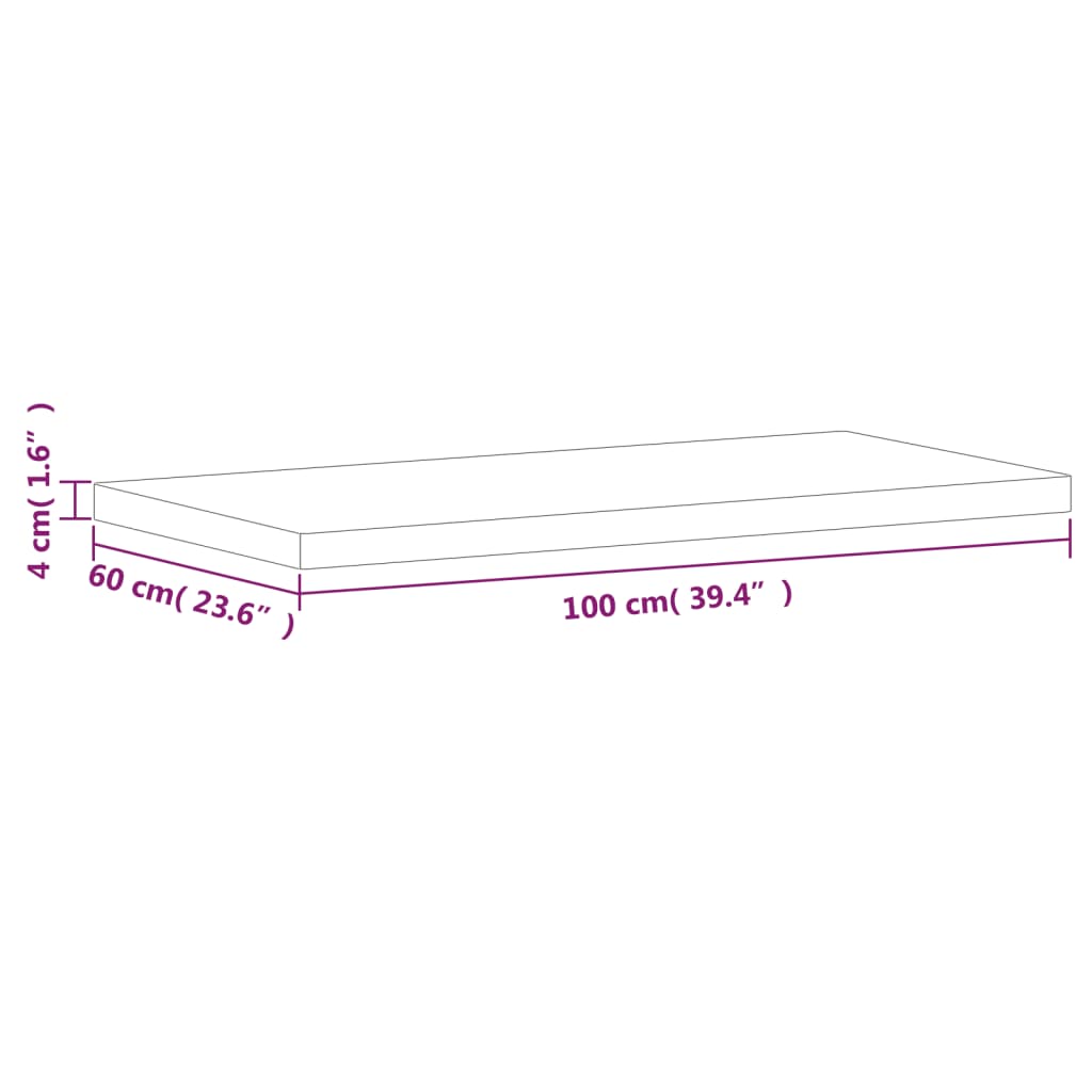 Tischplatte 80x40x1,5 cm Rechteckig Massivholz Buche
