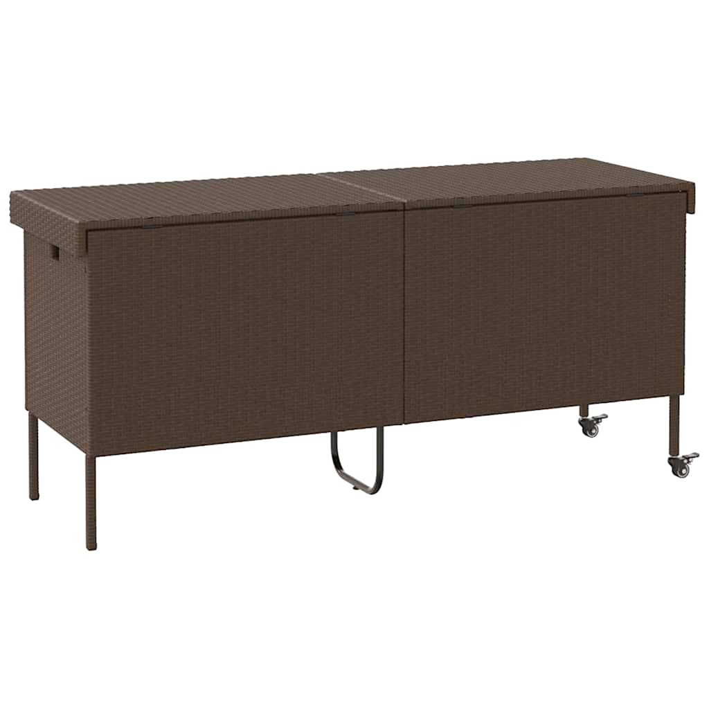Gartentruhe mit Rollen Schwarz 110x55x73 cm Poly Rattan