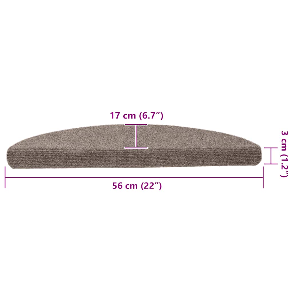 Stufenmatten Selbstklebend 15 Stk. 56x17x3 cm Hellbraun Halbrund