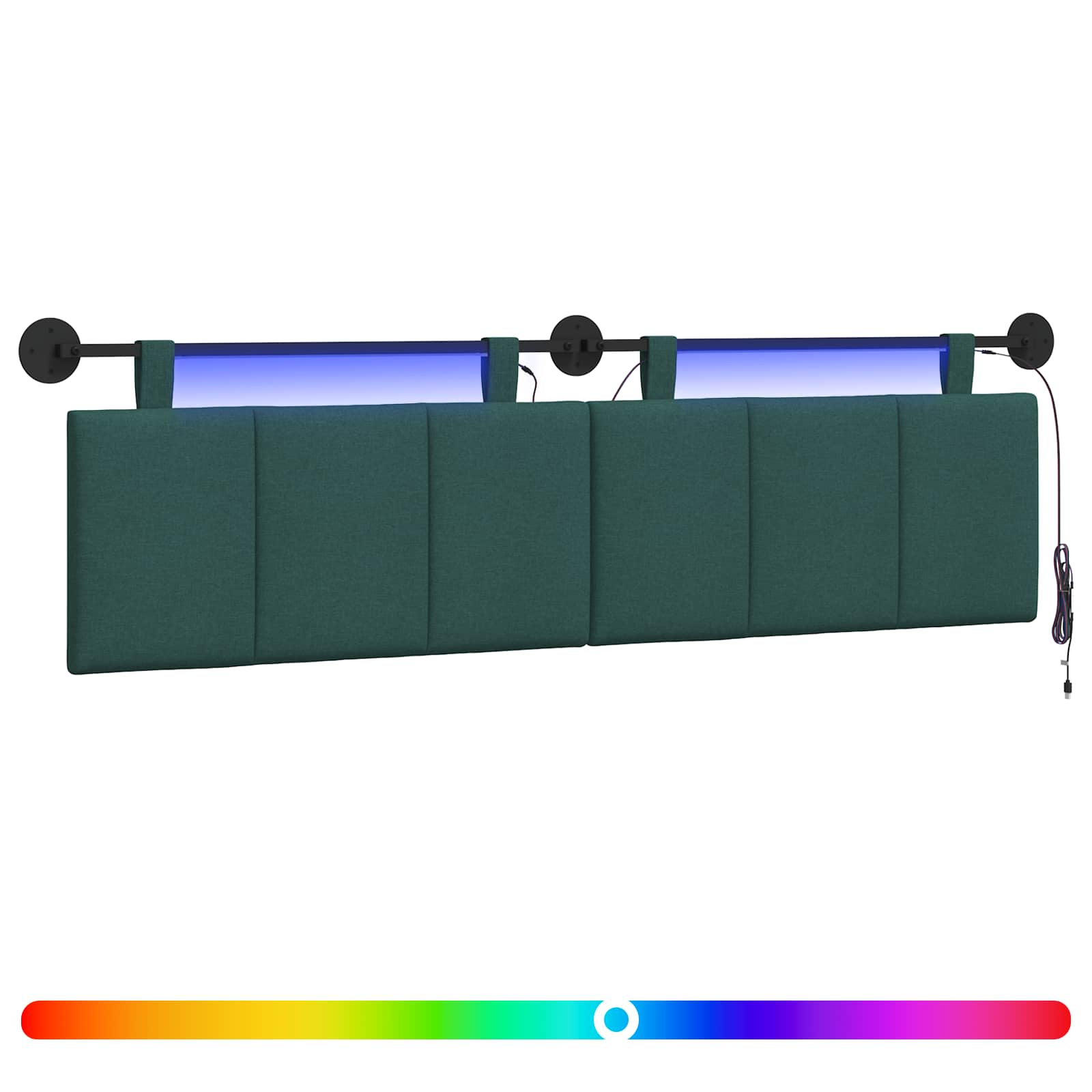 Hängendes Kopfteil Mit LED Licht Wolkengrau Stoff