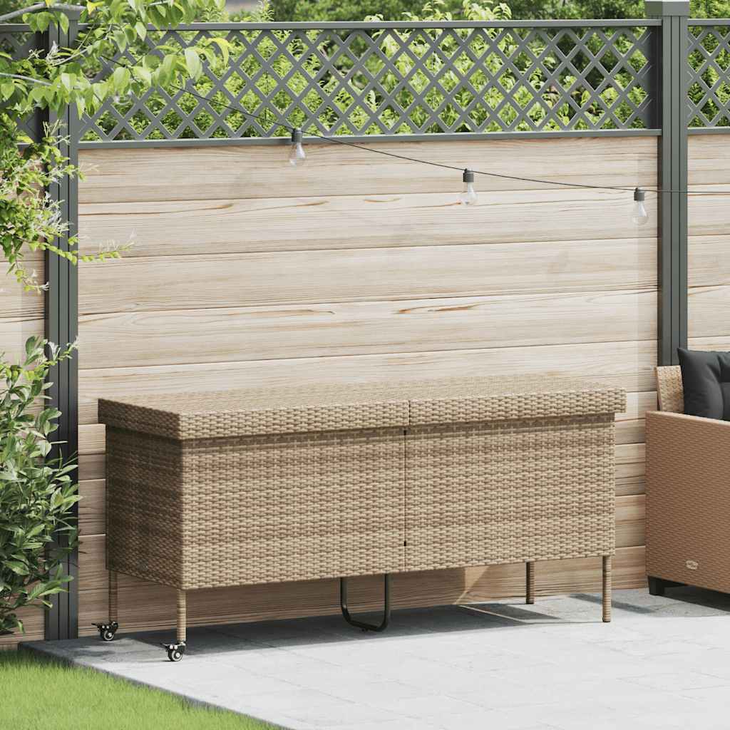 Gartentruhe mit Rollen Schwarz 110x55x73 cm Poly Rattan