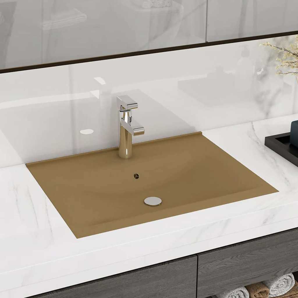 Luxus-Waschbecken mit Hahnloch Matt-Weiß 60x46 cm Keramik