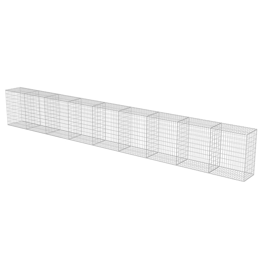 Gabionenwand mit Abdeckung Verzinkter Stahl 20×20×100 cm