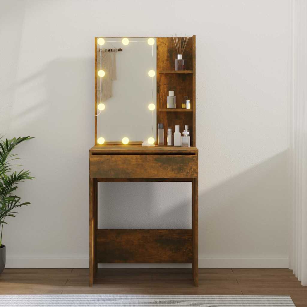 Schminktisch mit LED Weiß 60x40x140 cm
