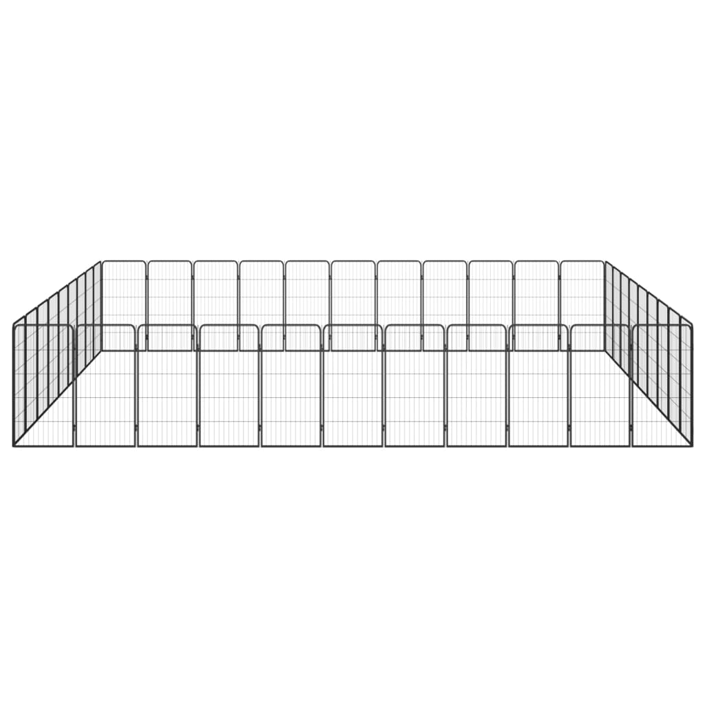 4-tlg. Hundelaufstall Schwarz 50x100cm Stahl Pulverbeschichtung