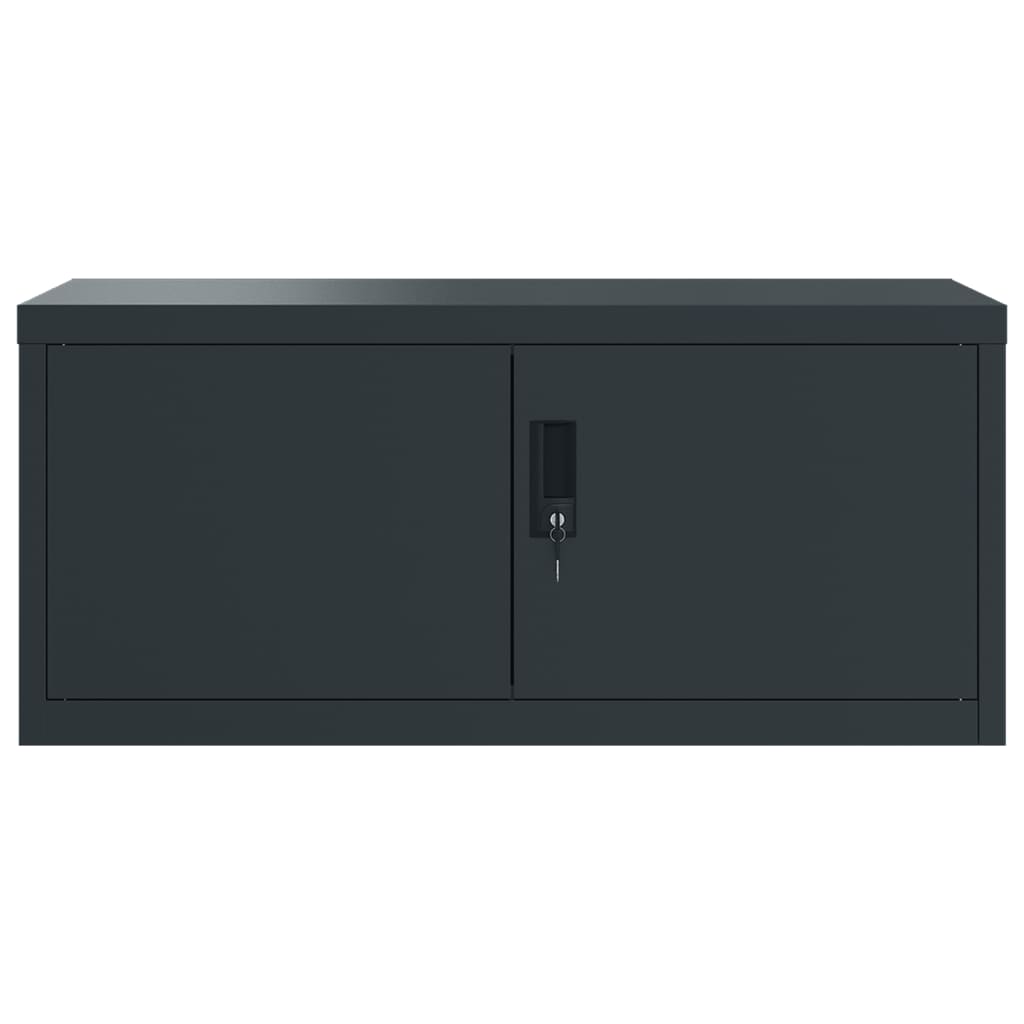 Aktenschrank mit 2 Türen Grau 90 cm Stahl