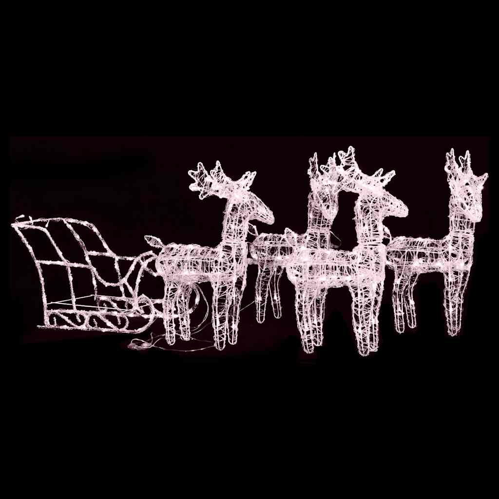 Rentiere & Schlitten Weihnachtsdekoration 160 LEDs 130 cm Acryl