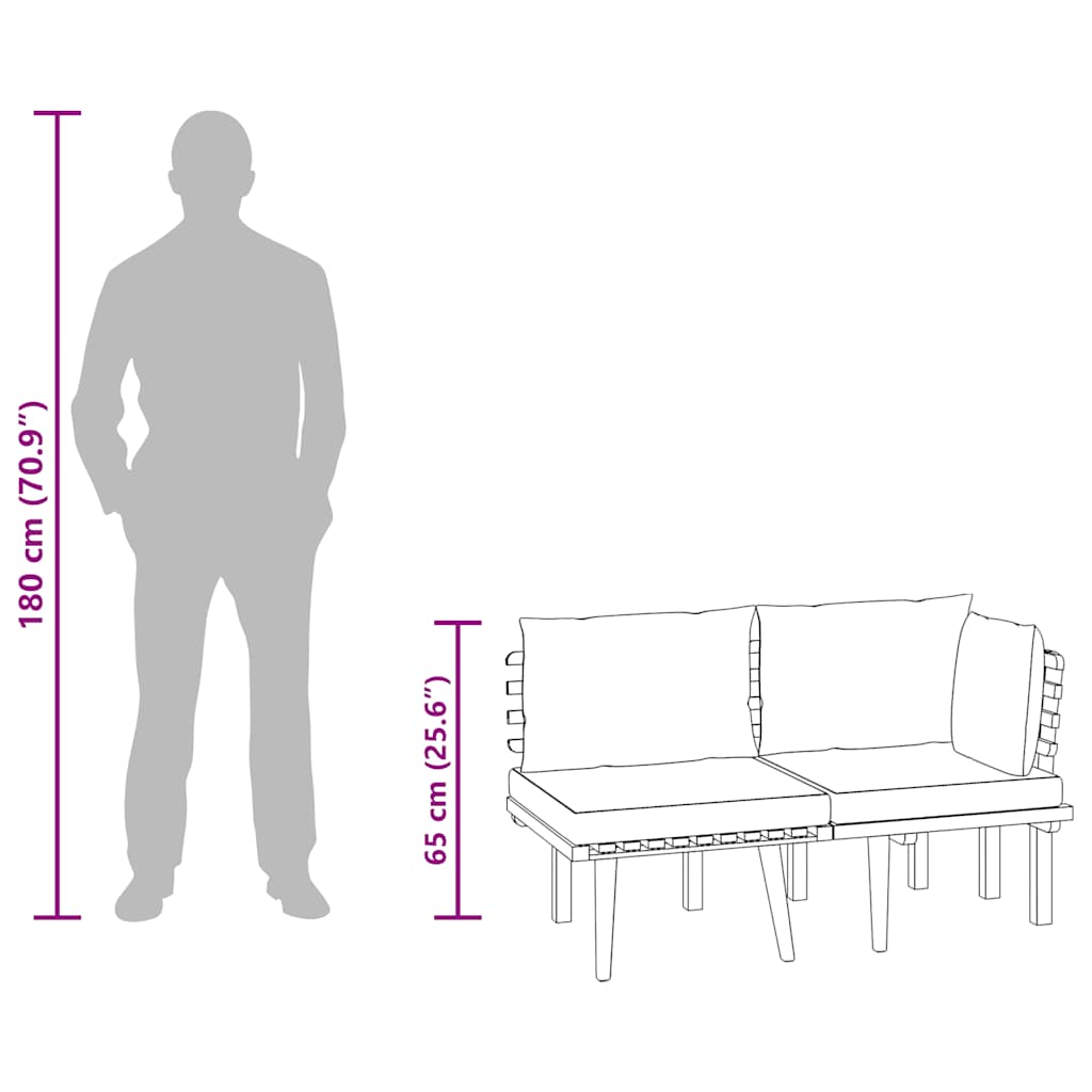 2-Sitzer-Gartensofa mit Kissen Massivholz Akazie