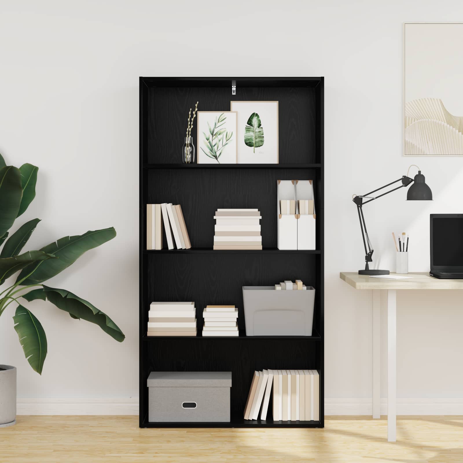 Bücherregal Schwarz Eichen-Optik 80x30x189 cm Holzwerkstoff