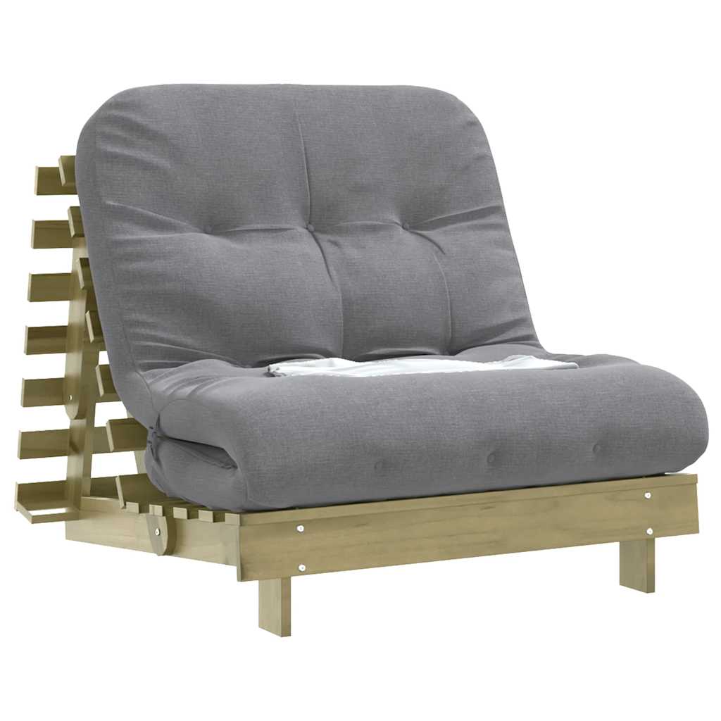 Futon Schlafsofa mit Matratze Braun 70x206x11 Massivholz Kiefer