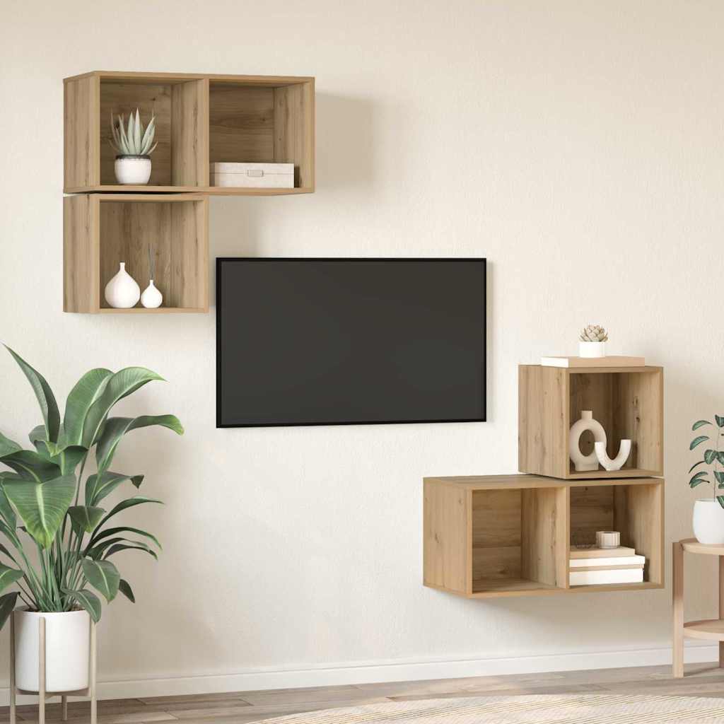 4-tlg. TV-Schrank-Set Weiß Holzwerkstoff