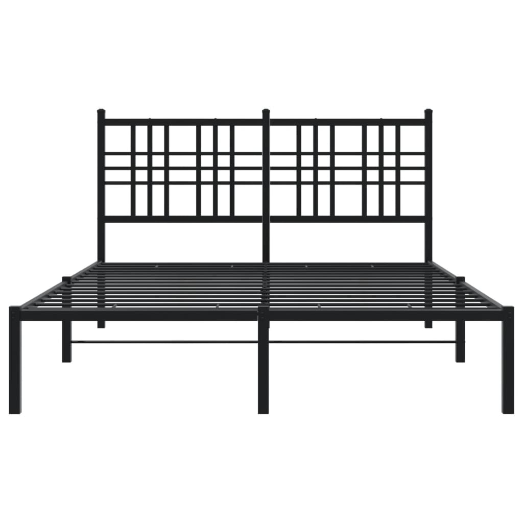 Bettgestell mit Kopf- und Fußteil Metall Schwarz 90x200 cm