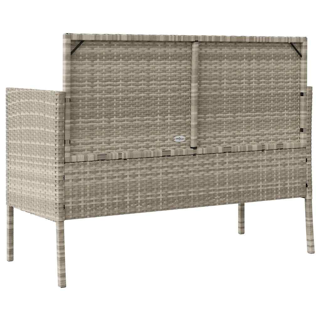 Gartenbank mit Kissen Schwarz Poly Rattan