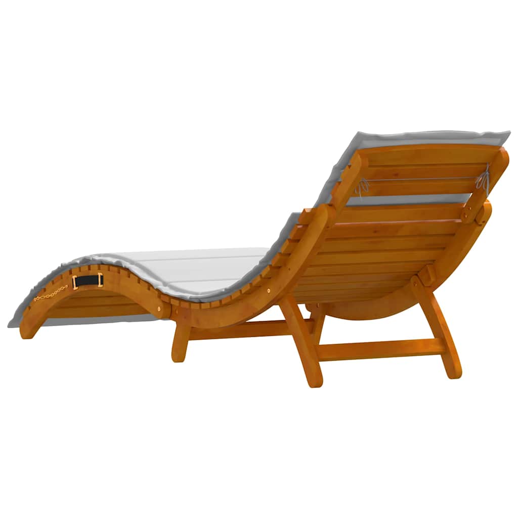 Sonnenliege mit Auflage Beige Massivholz Akazie
