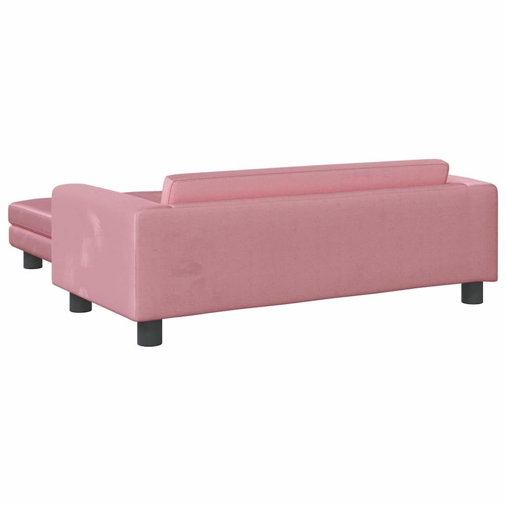 Kindersofa mit Hocker Blau 100x50x30 cm Samt