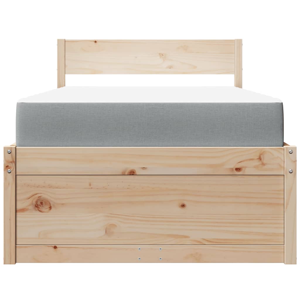 Bett mit Schubladen und Matratze 200x200 cm Massivholz Kiefer