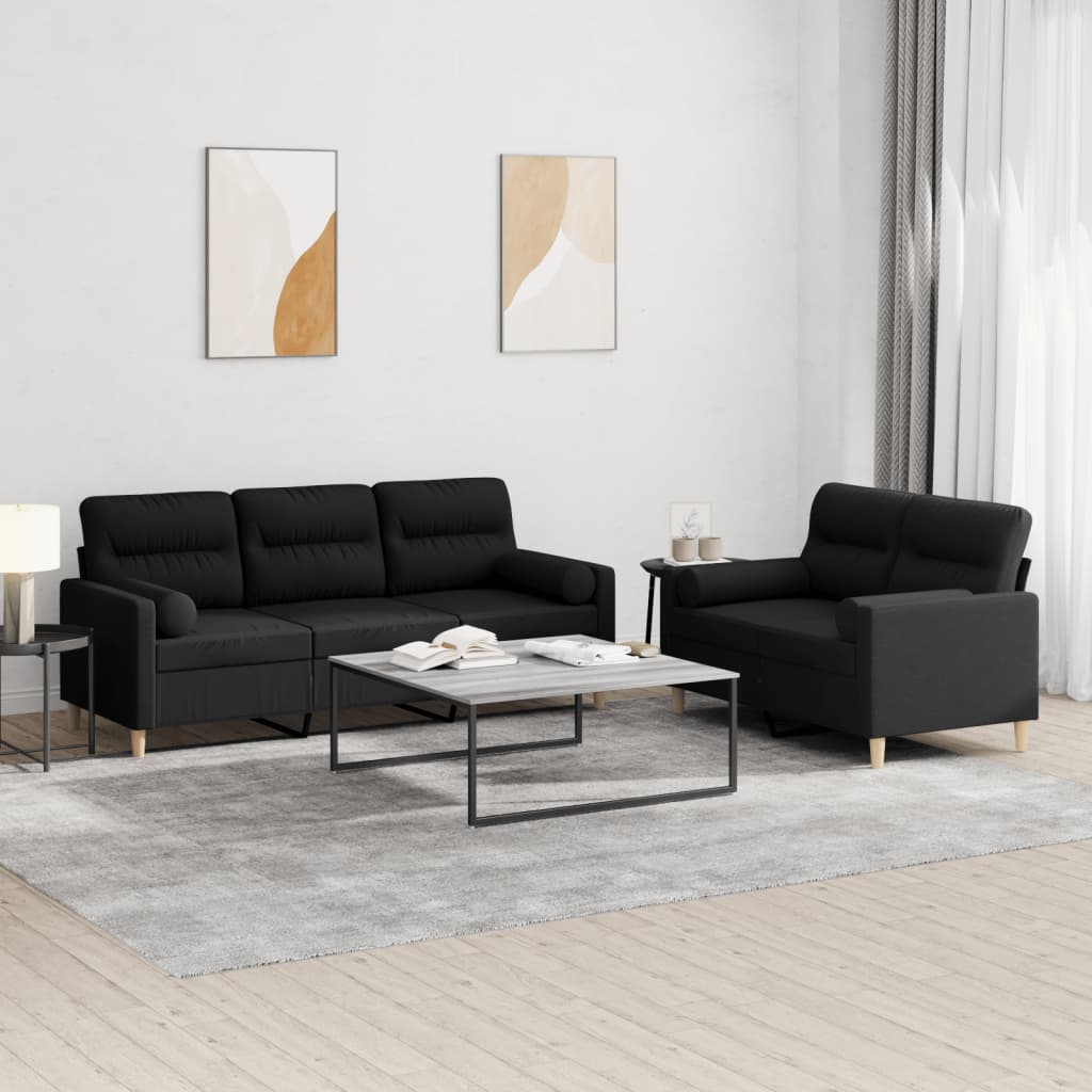 3-tlg. Sofagarnitur mit Kissen Taupe Stoff