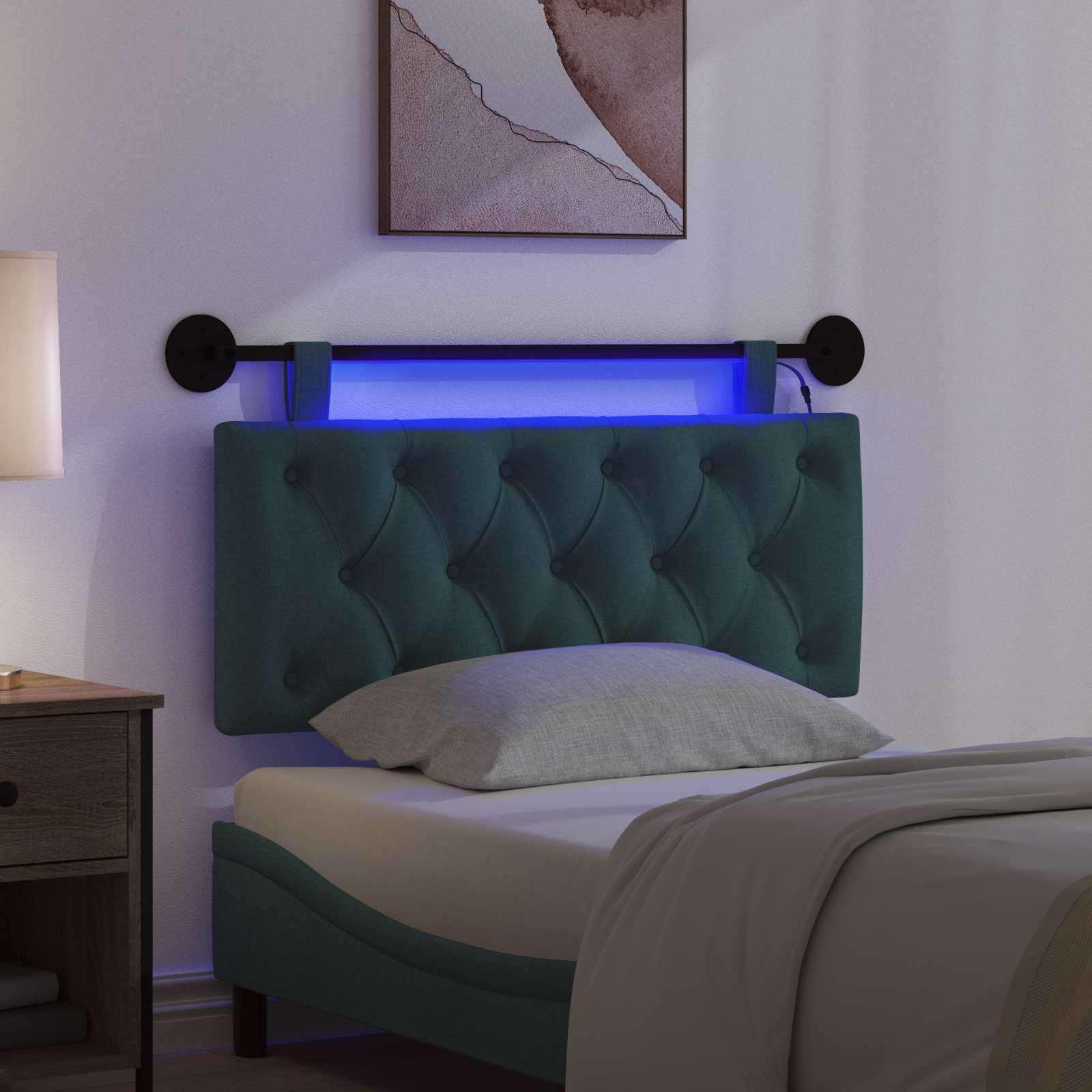 Hängendes Kopfteil Mit LED Licht Wolkengrau Stoff