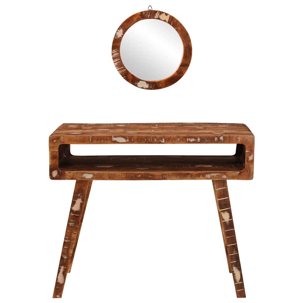 Schminktisch mit Spiegel Braun 90 x 76 x 45 cm Massivholz Mango