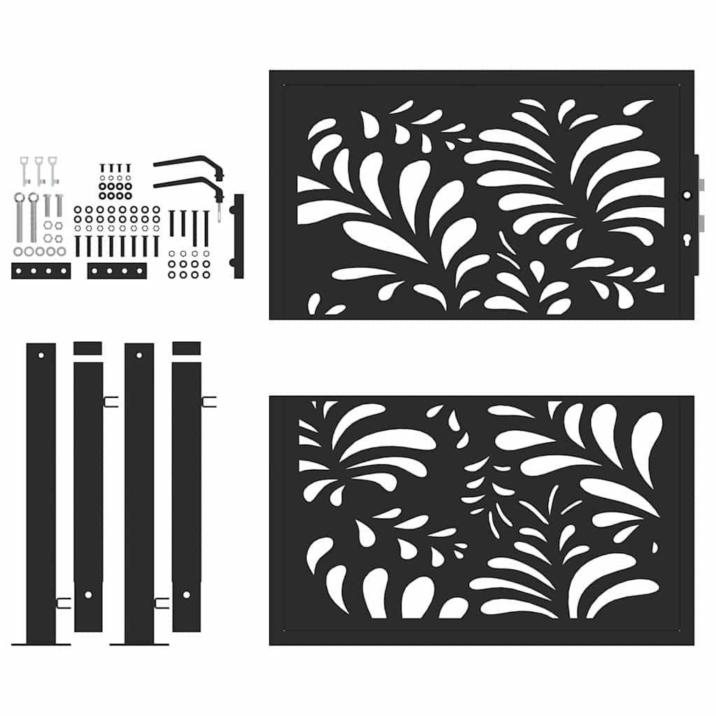 Gartentor Schwarz 100x100 cm Stahl Lichtdesign