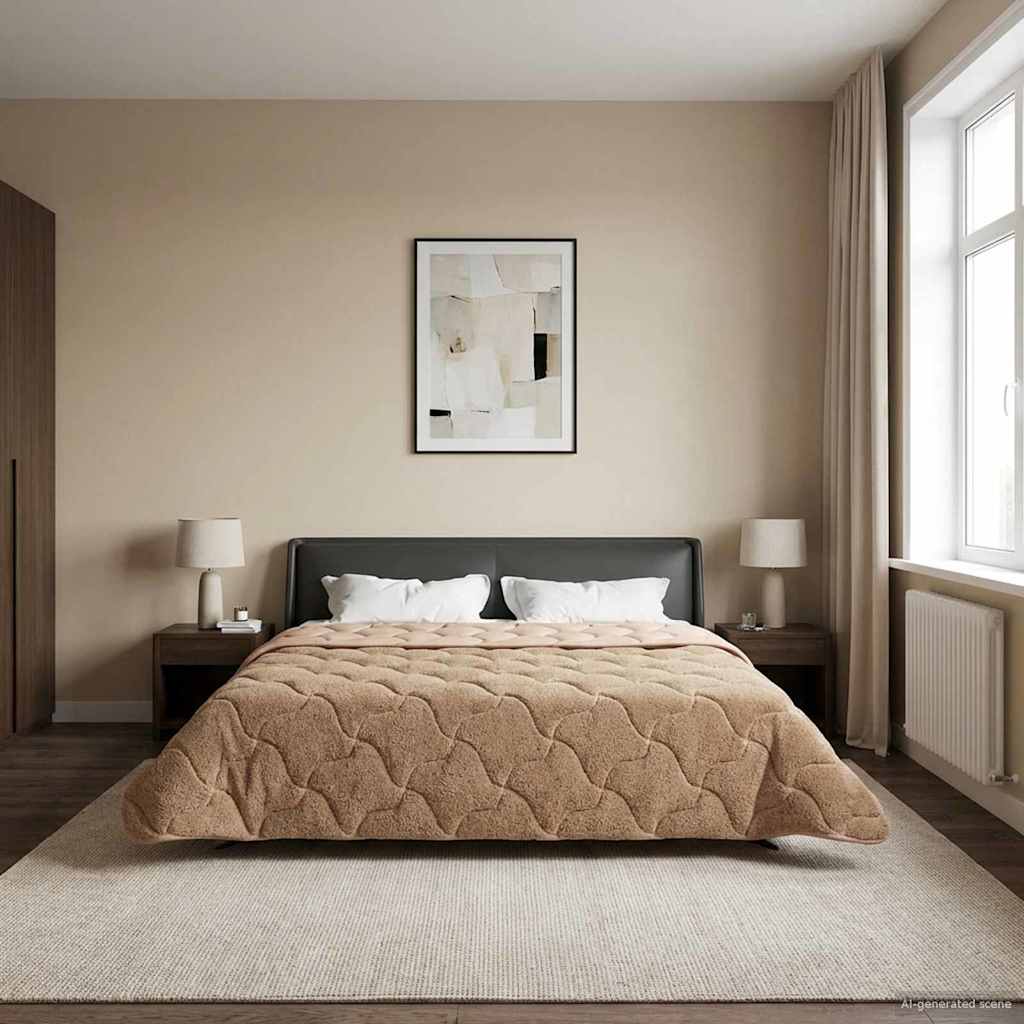 Sommerdecke Anthrazit 135 x 200 cm Mikrofaser und Teddy-Fleece