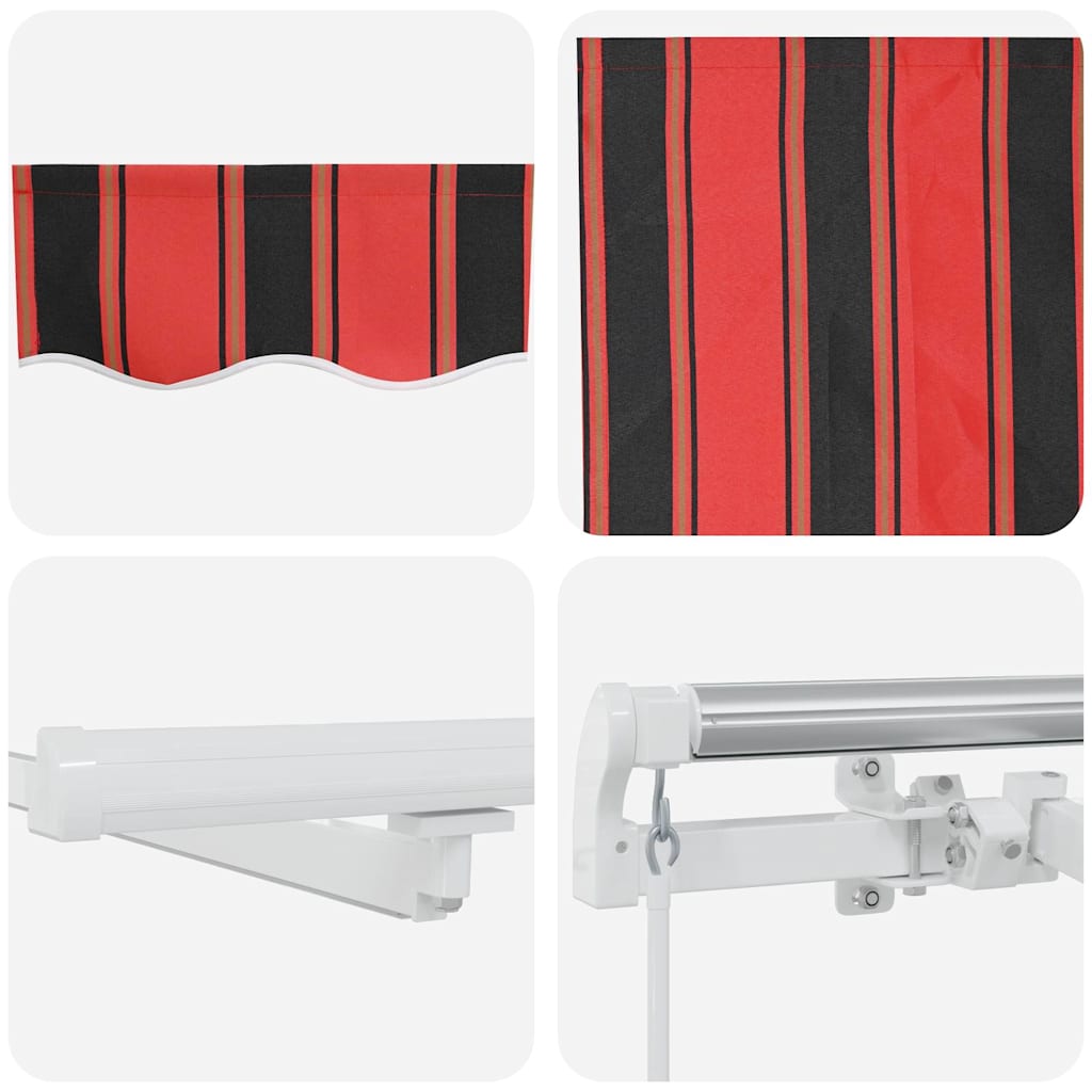 Markise Manuell Einziehbar mit LED 300x250 cm Blau und Weiß