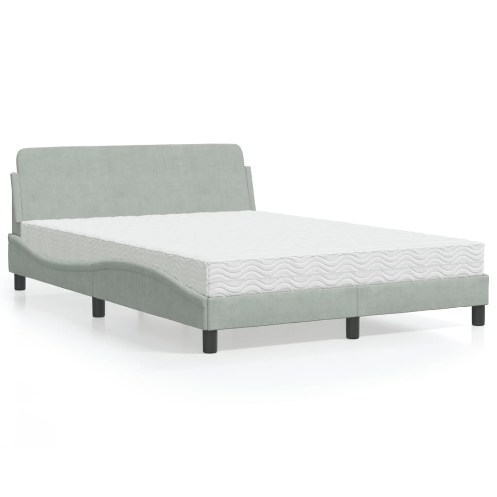 Bett mit Matratze "Dover" Hellgrau 80x200 cm Samt