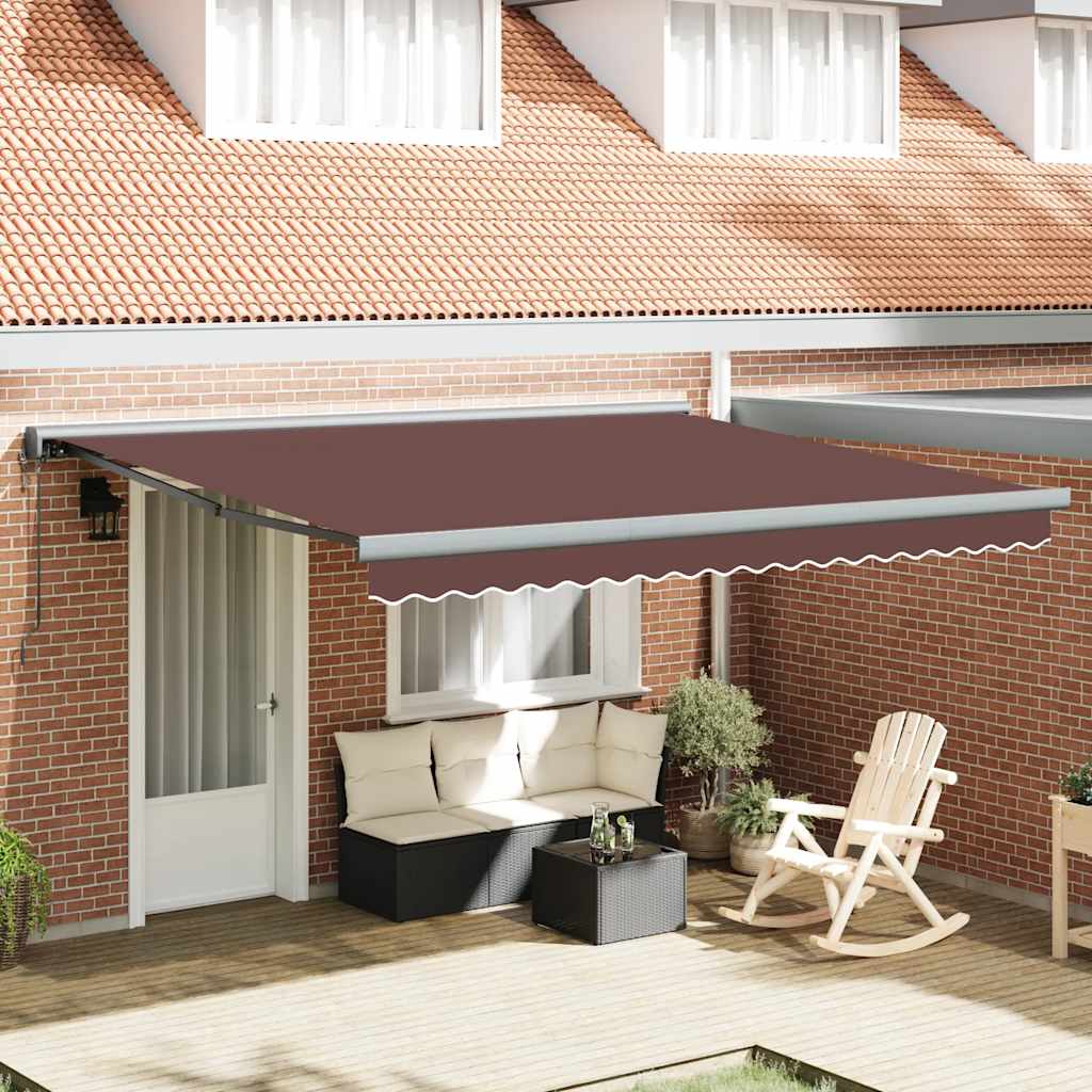 Markise Einziehbar Blau und Weiß 4x3 m Stoff und Aluminium