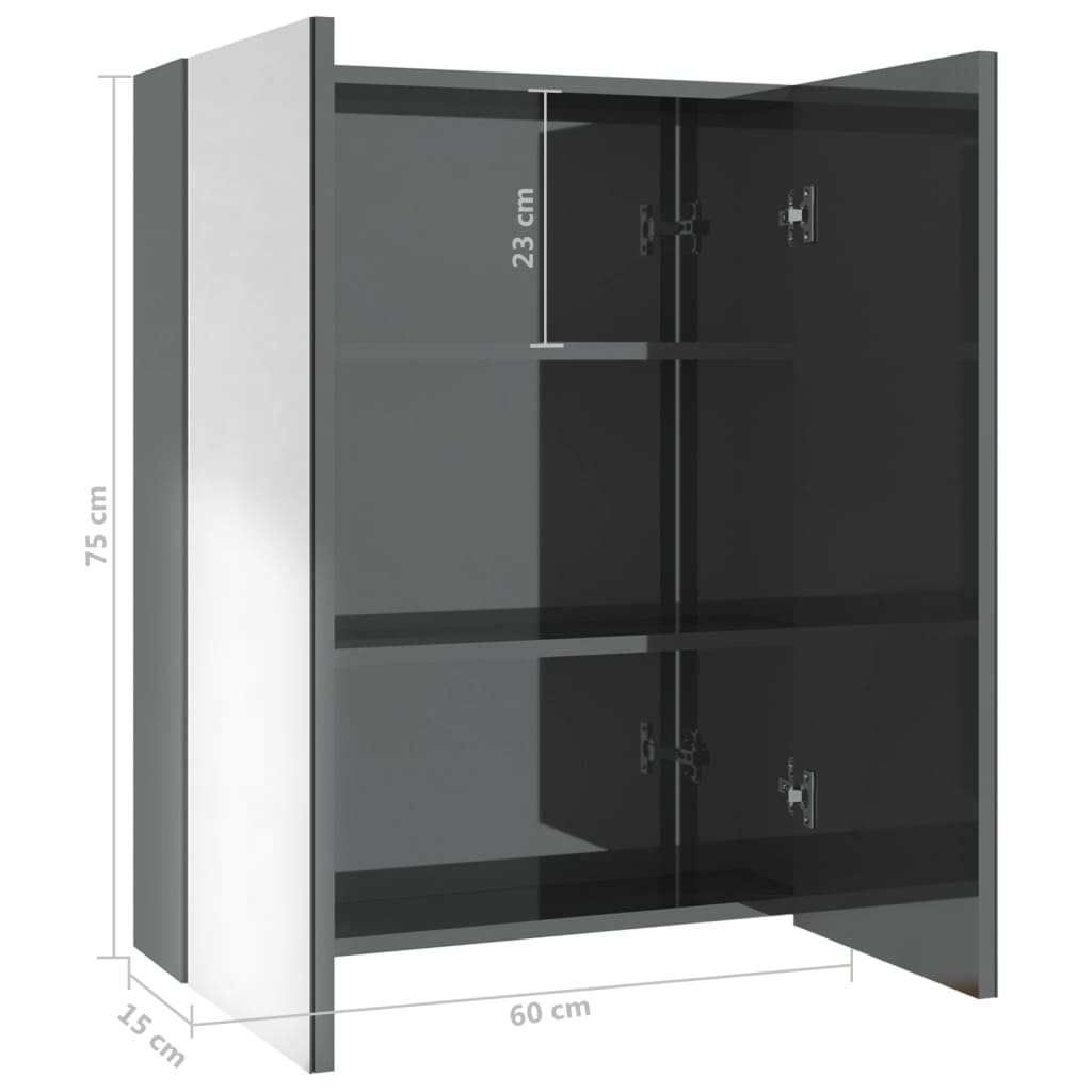 Bad-Spiegelschrank 60x15x75 cm MDF Glänzendes Schwarz