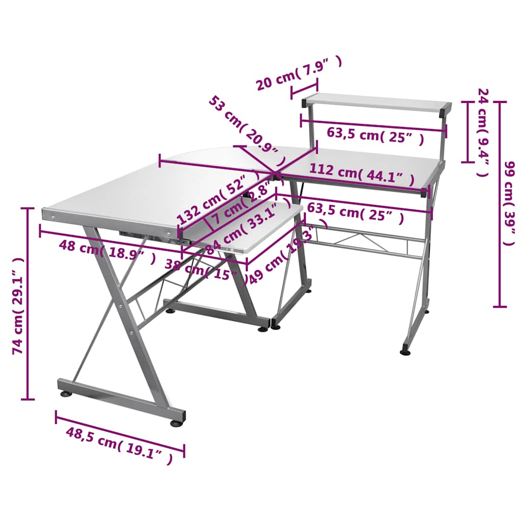 Eck-Computertisch Schwarz 132x112x99 cm Holzwerkstoff