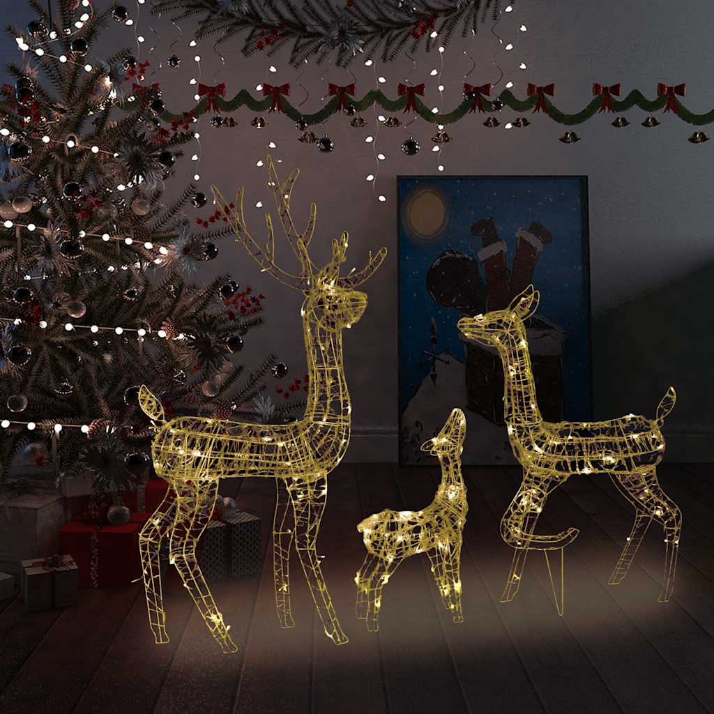 Rentierfamilie Weihnachtsdekoration Weiß und Silber 201 LEDs