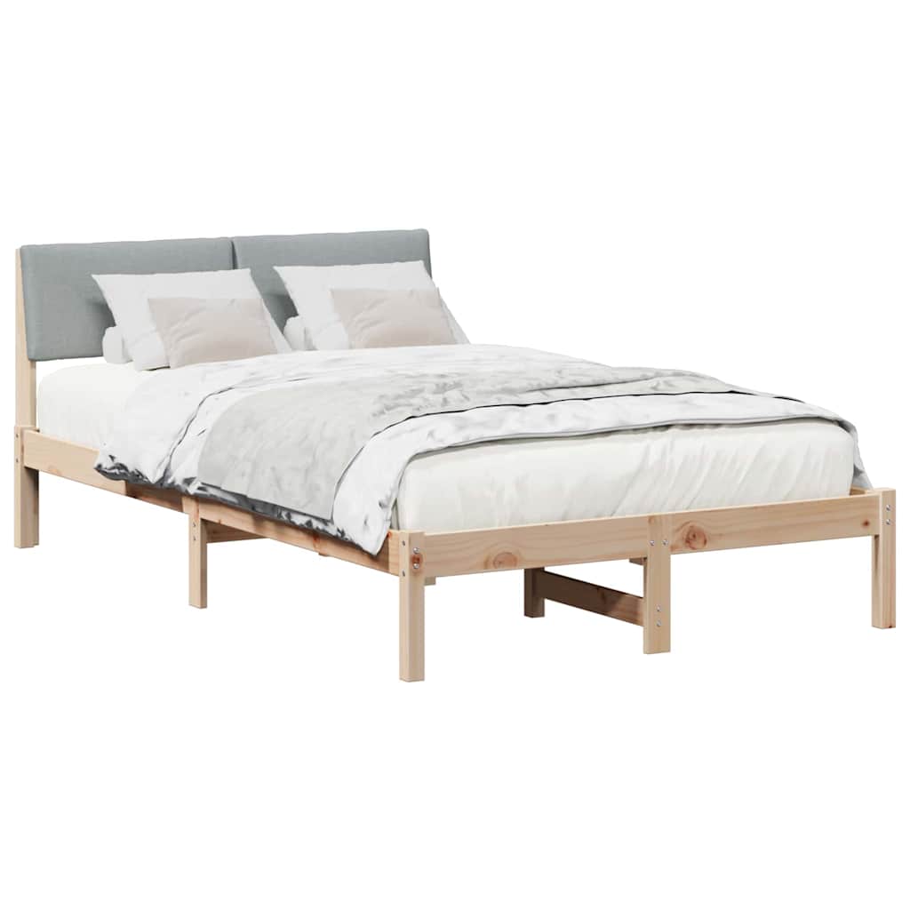 Bettgestell Braun und hellgrau 200 x 200 cm Massivholz Kiefer