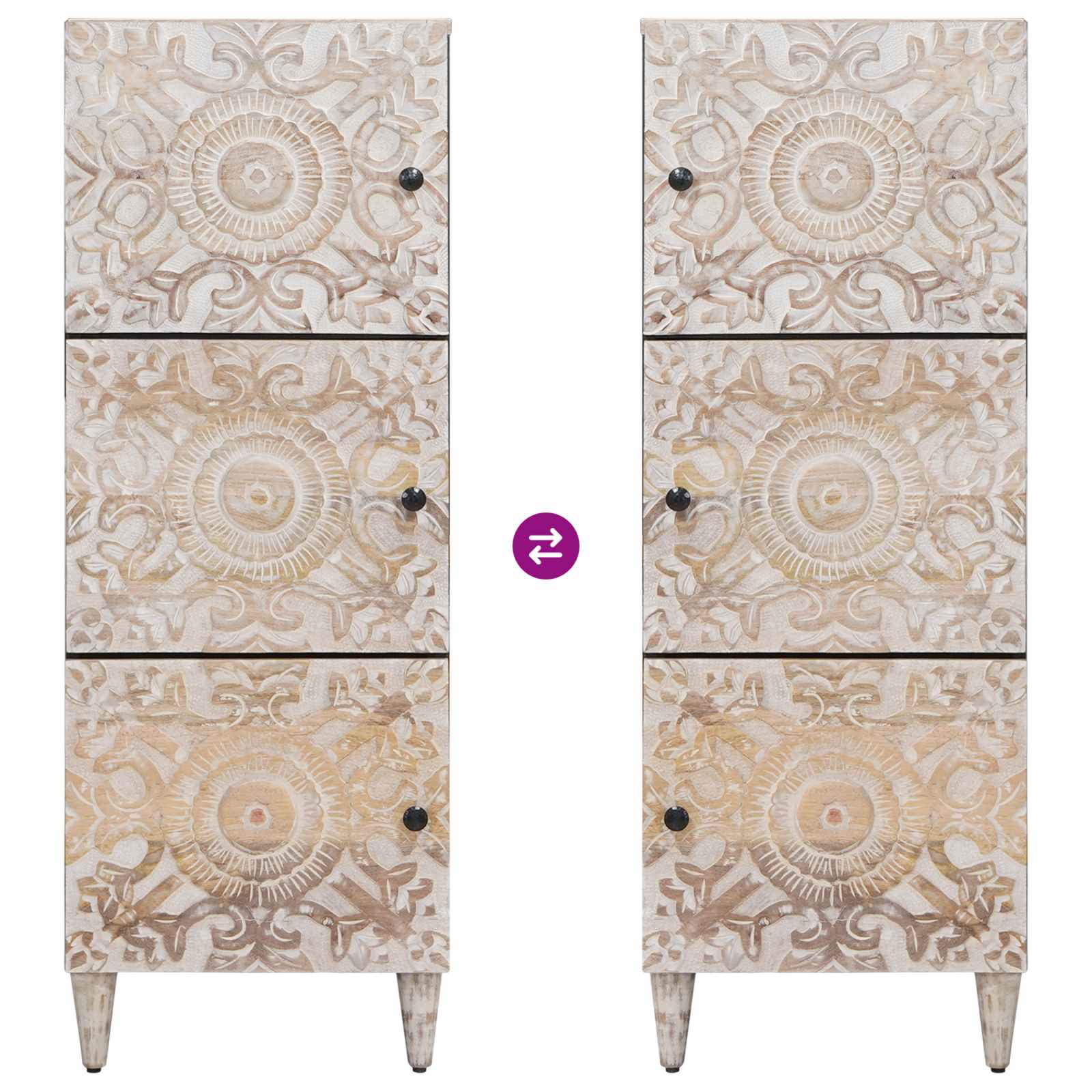 Hochschrank mit Regal Braun 40 x 33,5 x 110 cm Massivholz Mango