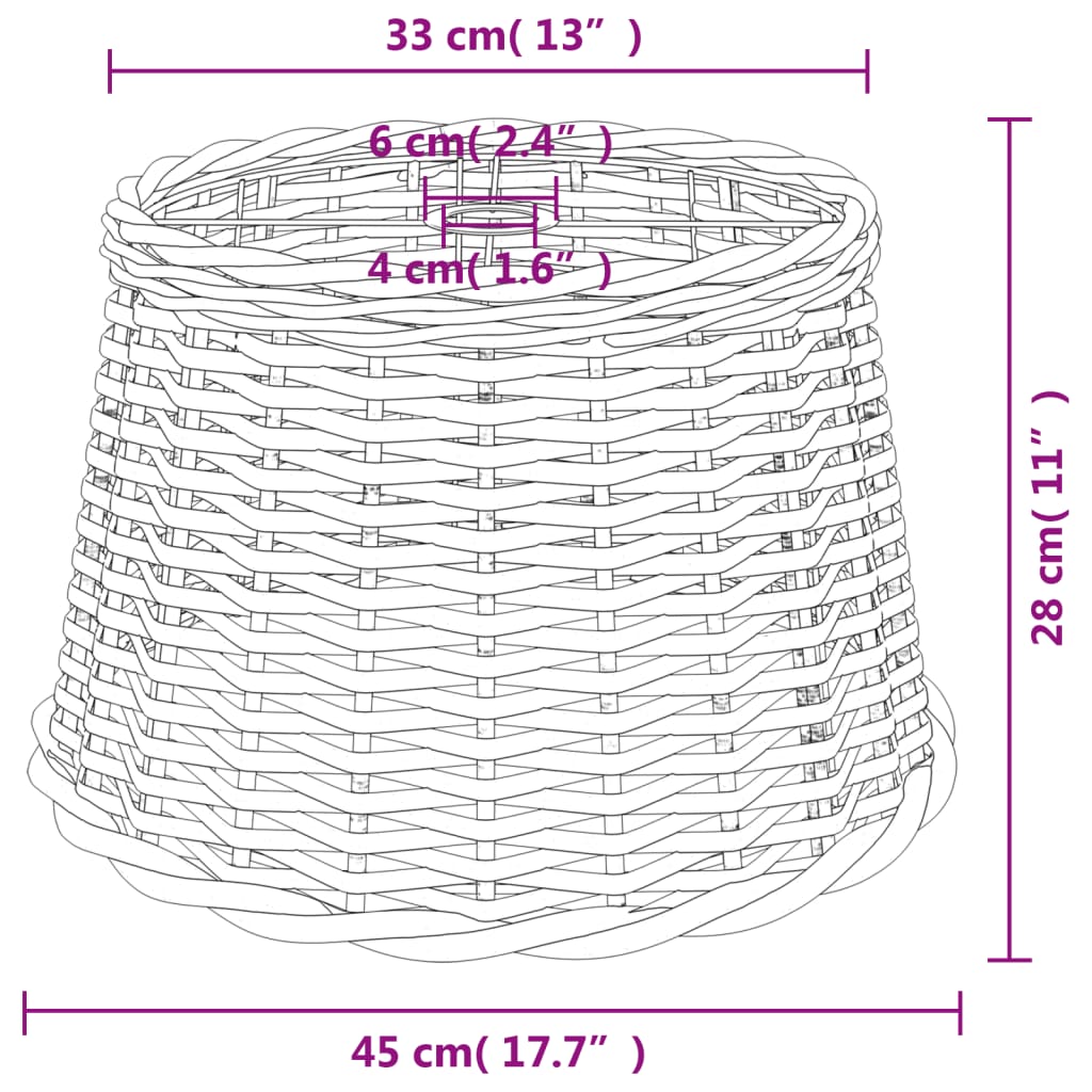 Lampenschirm Weiß Ø15x12 cm Korbweide