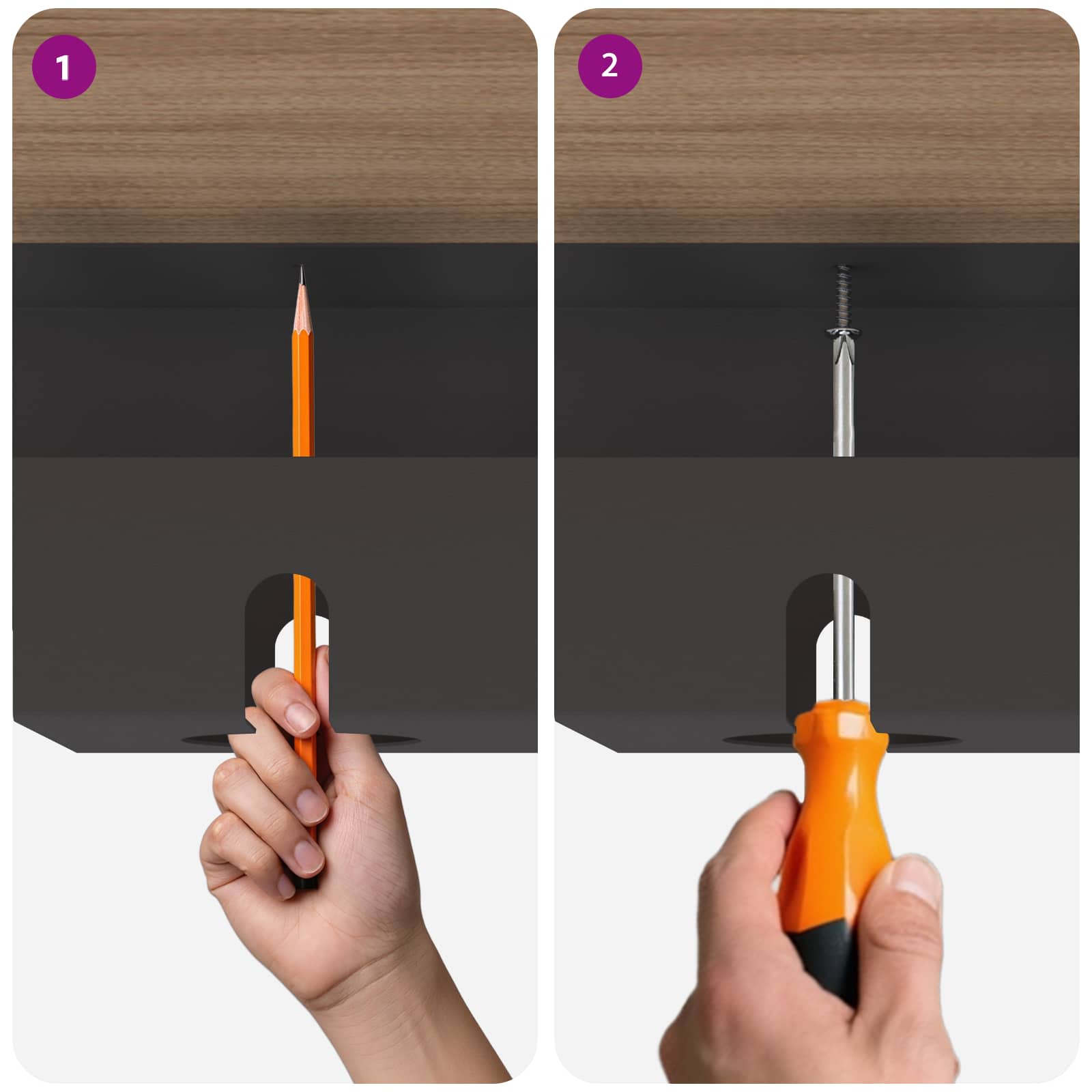 Unter dem Schreibtisch Kabelmanagement Tray 2 Stk. Anthrazit