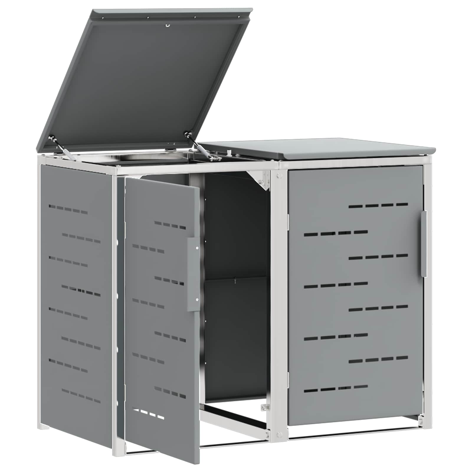 Mülltonnenbox for 2 Bins 240L Edelstahl Schwarz