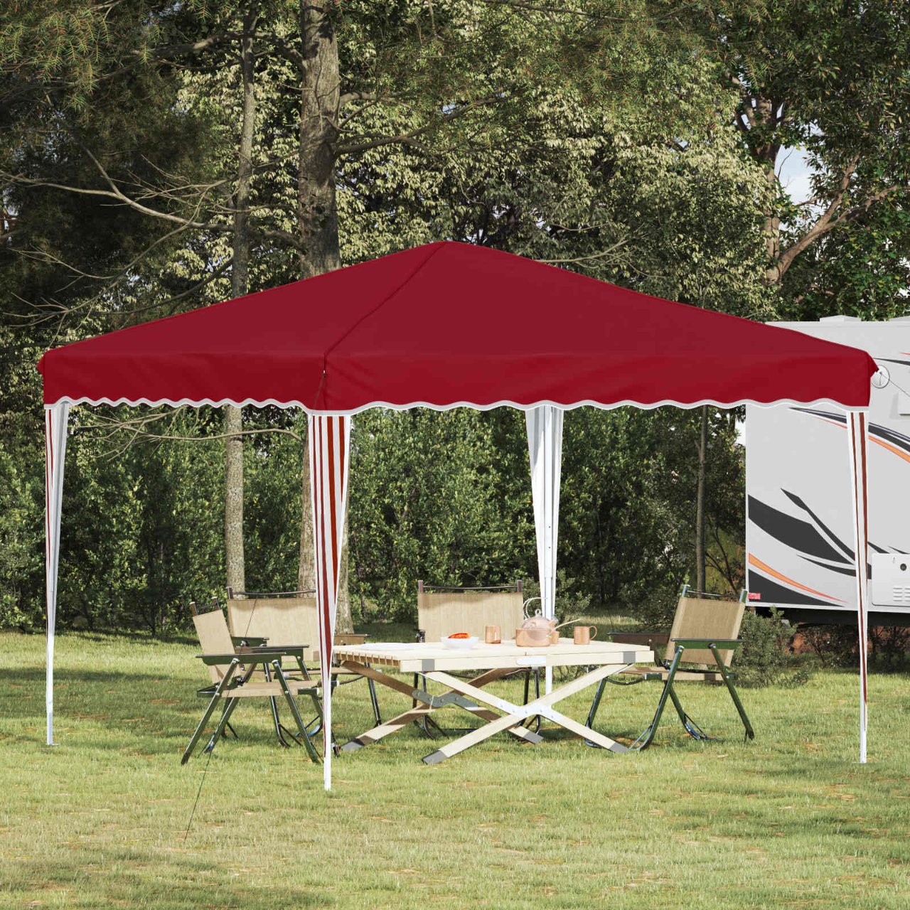 Pop-up Partyzelt 288 x 288 x 245 cm Creme Oxford-Stoff
