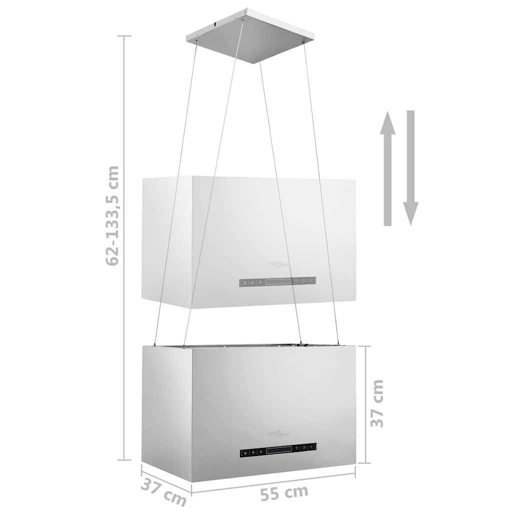 Hängende Inselhaube Touch-Sensor LCD 37 cm Edelstahl