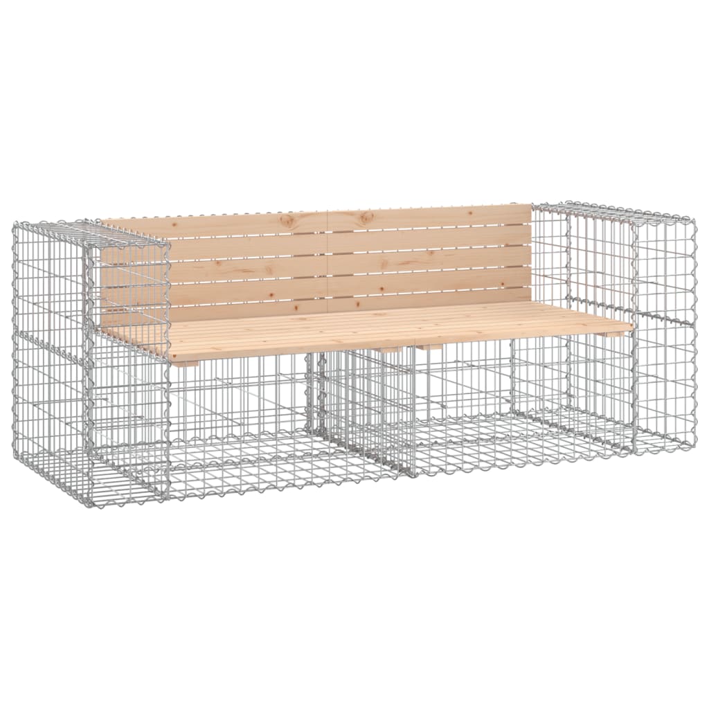 Gartenbank aus Gabionen 184x71x65,5 cm Kiefernholz Imprägniert