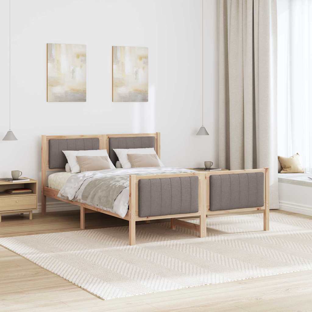 Bettgestell Braun und hellgrau 200 x 200 cm Massivholz Kiefer