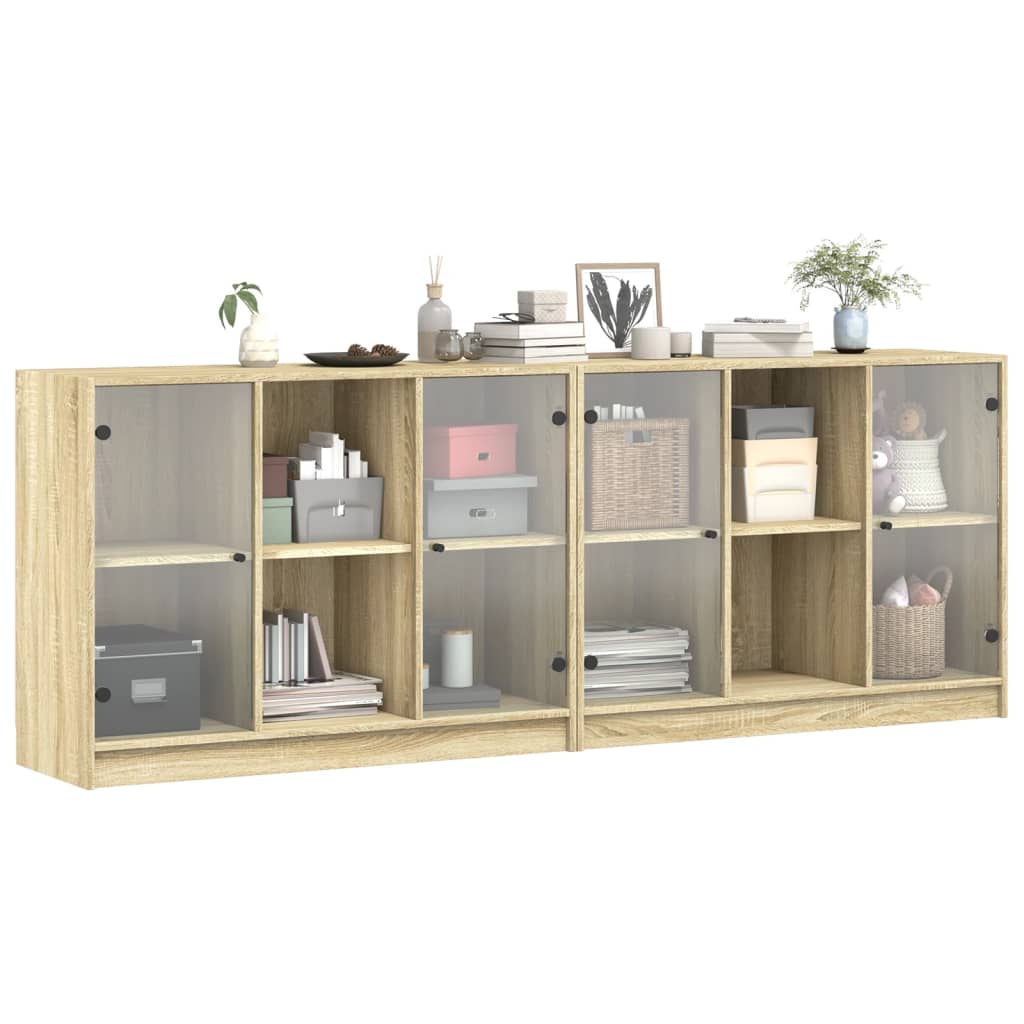 Bücherschrank mit Türen Weiß 204x37x75 cm Holzwerkstoff