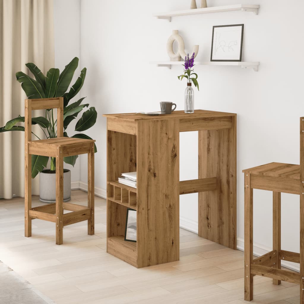 Bartisch mit Regal Schwarz Eichen-Optik 90 x 47,5 x 103,5 cm