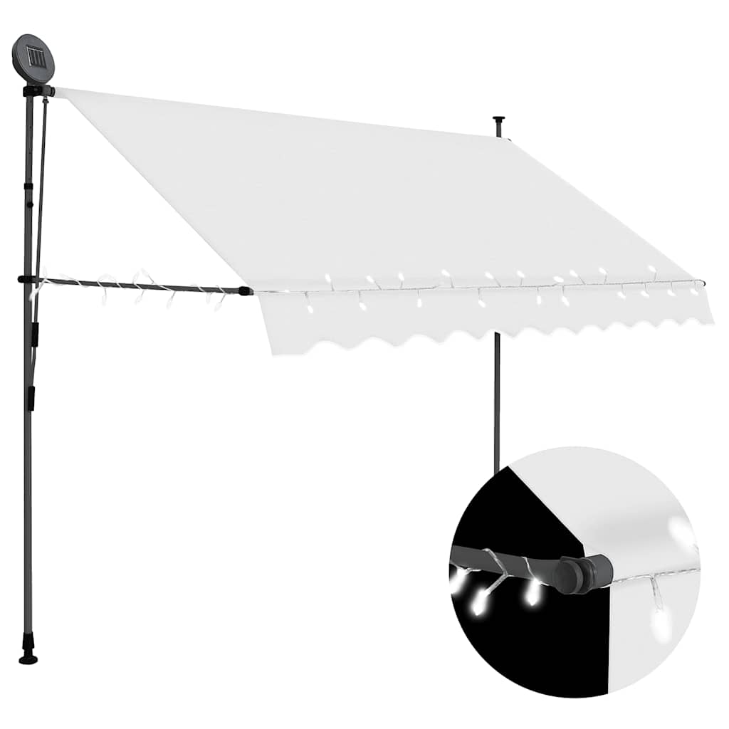 Einziehbare Markise Handbetrieben mit LED 100 cm Blau und Weiß