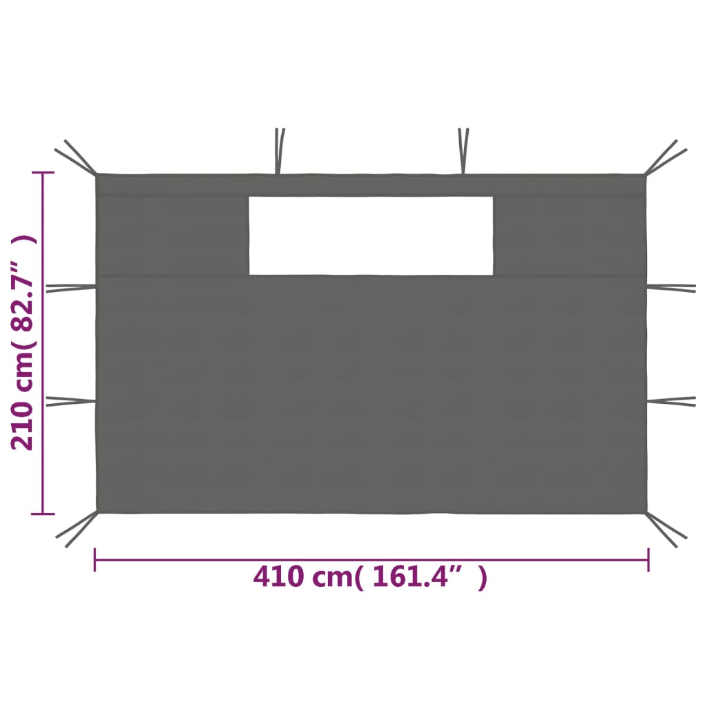 Pavillon-Seitenwände mit Fenstern 2 Stk. Creme