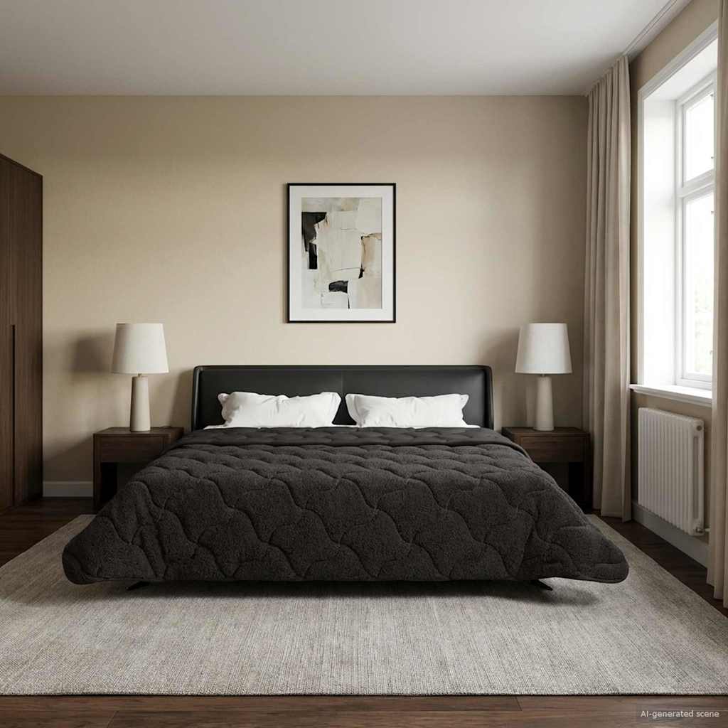 Ganzjahresbettdecke Gepolstert Anthrazit 135 x 200 cm
