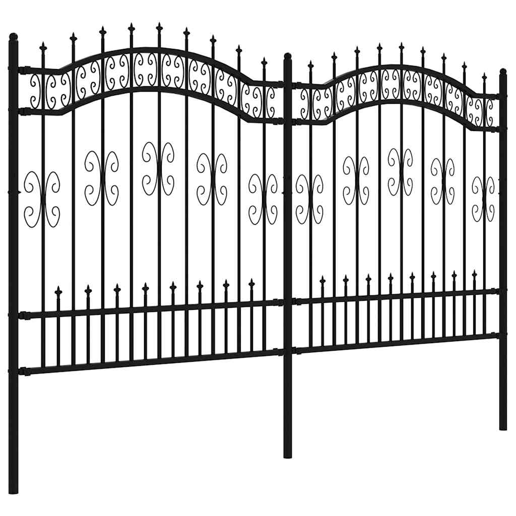 Gartenzaun KAMPEN mit Speerspitze Schwarz 240 x 75 cm Stahl