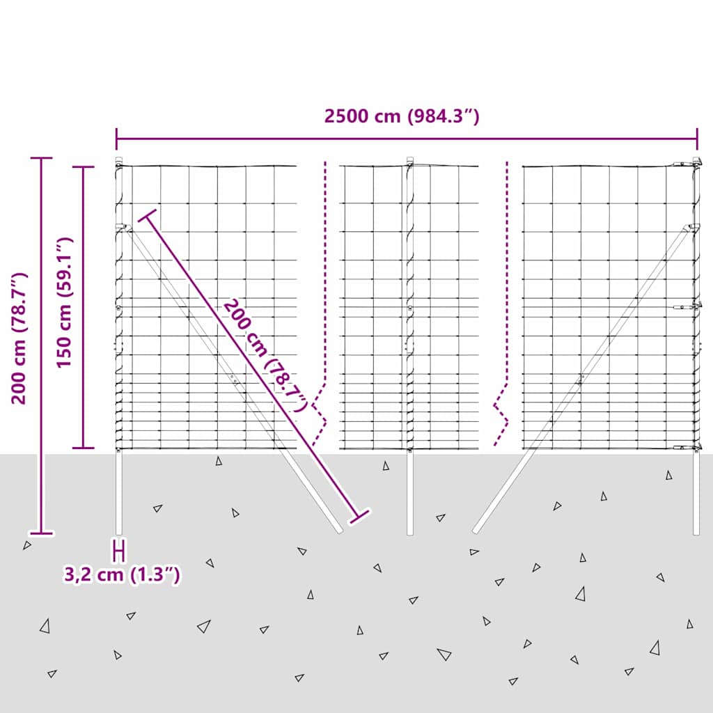 Ground Fix Geschweißter Drahtzaun 25 x 0,8 m Silber Netz